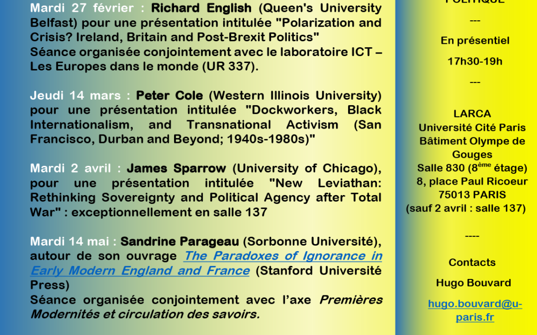 Séminaire Histoire du Politique – Michael Zakim (Université de Tel Aviv, chercheur invité au LARCA) pour une présentation intitulée « The Liberal Invention of Photography »