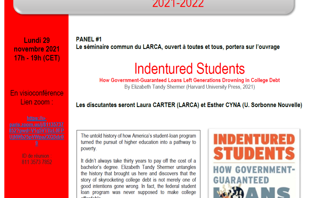 Séminaire commun du LARCA . Lundi 29 novembre 2021